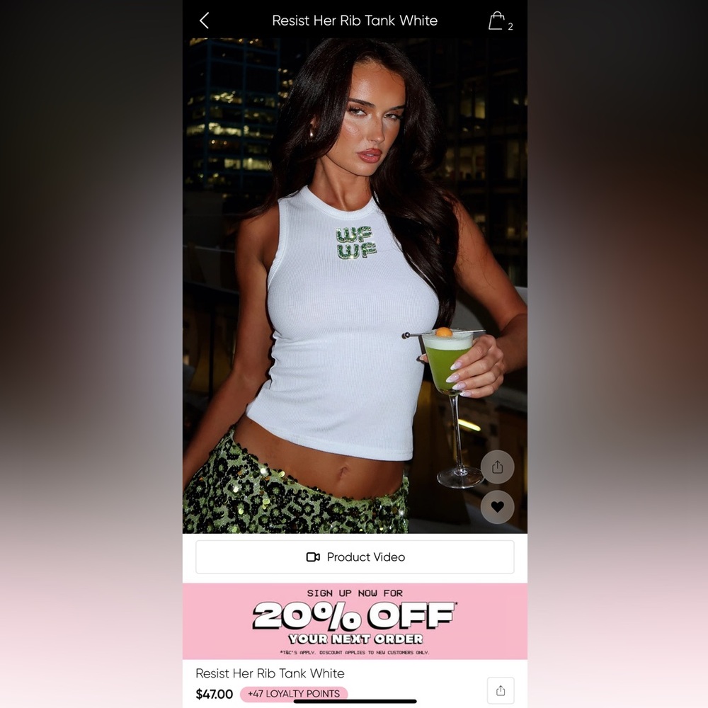 White Fox white Sleeveless Top with Green Embellishments